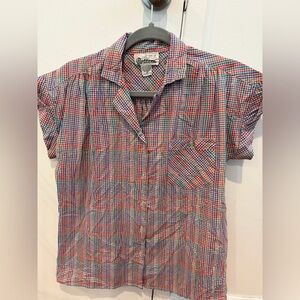 Vintage Partners Colorful Plaid Short Sleeve Shirt